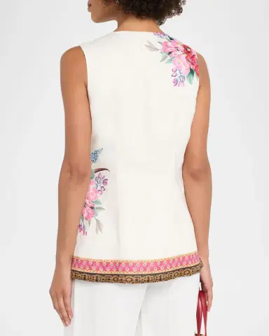 Elie Tahari Annalise Sleeveless Floral-Print Shirt | Thumbnail 2 Elie Tahari Annalise Sleeveless Floral-Print Shirt | Thumbnail 2
