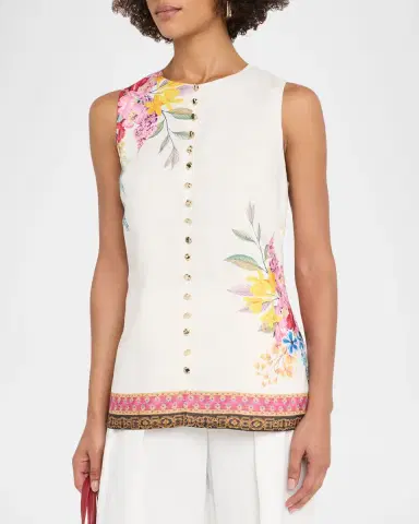 Elie Tahari Annalise Sleeveless Floral-Print Shirt | Thumbnail 3 Elie Tahari Annalise Sleeveless Floral-Print Shirt | Thumbnail 3