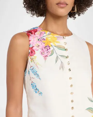 Elie Tahari Annalise Sleeveless Floral-Print Shirt | Thumbnail 4 Elie Tahari Annalise Sleeveless Floral-Print Shirt | Thumbnail 4