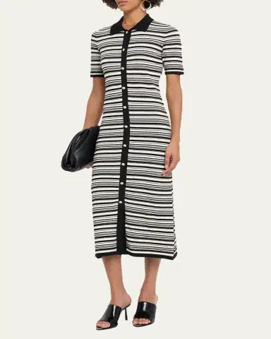 Elie Tahari The Lucine Striped Pointelle-Knit Midi Sweater Dress | Thumbnail 3 Elie Tahari The Lucine Striped Pointelle-Knit Midi Sweater Dress | Thumbnail 3