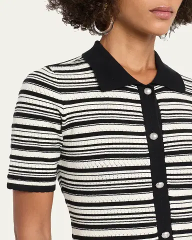 Elie Tahari The Lucine Striped Pointelle-Knit Midi Sweater Dress | Thumbnail 4 Elie Tahari The Lucine Striped Pointelle-Knit Midi Sweater Dress | Thumbnail 4
