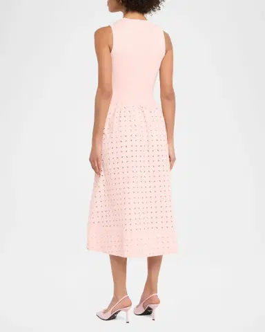 Elie Tahari The Emma Sleeveless Eyelet Knit Midi Dress | Thumbnail 2 Elie Tahari The Emma Sleeveless Eyelet Knit Midi Dress | Thumbnail 2