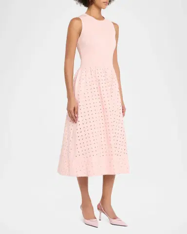 Elie Tahari The Emma Sleeveless Eyelet Knit Midi Dress | Thumbnail 3 Elie Tahari The Emma Sleeveless Eyelet Knit Midi Dress | Thumbnail 3