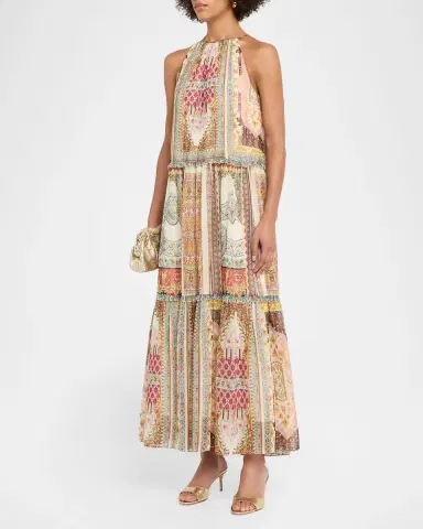 Elie Tahari The Aurora Baroque-Print Halter Maxi Dress | Thumbnail 3 Elie Tahari The Aurora Baroque-Print Halter Maxi Dress | Thumbnail 3