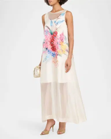 Elie Tahari Alexis Sleeveless Floral-Print Maxi Dress | Thumbnail 3 Elie Tahari Alexis Sleeveless Floral-Print Maxi Dress | Thumbnail 3