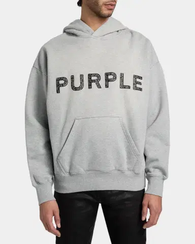 PURPLE Embellished Logo Fleece Cotton Oversized Hoodie | Thumbnail 3 PURPLE Embellished Logo Fleece Cotton Oversized Hoodie | Thumbnail 3