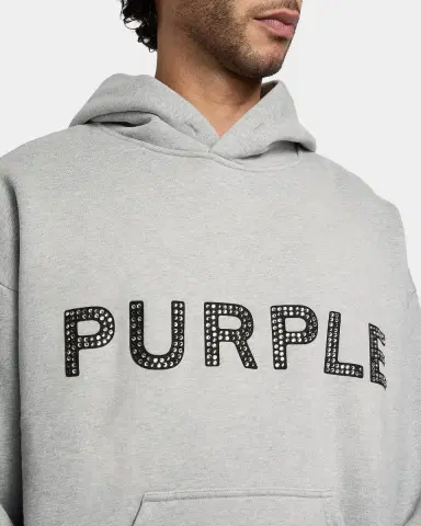 PURPLE Embellished Logo Fleece Cotton Oversized Hoodie | Thumbnail 4 PURPLE Embellished Logo Fleece Cotton Oversized Hoodie | Thumbnail 4