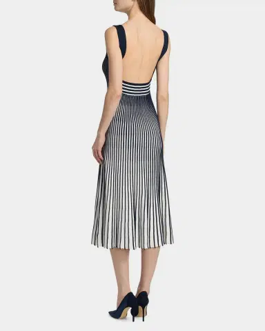 Milly Jolie Pleated Ombré Rib-Knit Midi-Dress | Thumbnail 2 Milly Jolie Pleated Ombré Rib-Knit Midi-Dress | Thumbnail 2