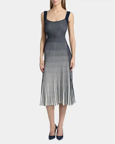 Milly Jolie Pleated Ombré Rib-Knit Midi-Dress | Thumbnail 3 Milly Jolie Pleated Ombré Rib-Knit Midi-Dress | Thumbnail 3