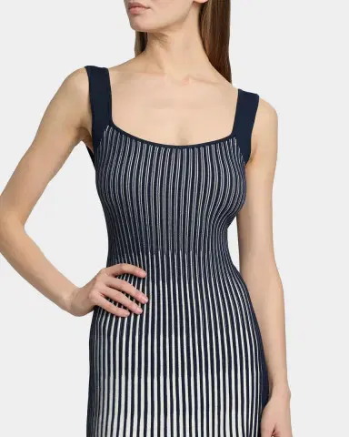 Milly Jolie Pleated Ombré Rib-Knit Midi-Dress | Thumbnail 4 Milly Jolie Pleated Ombré Rib-Knit Midi-Dress | Thumbnail 4