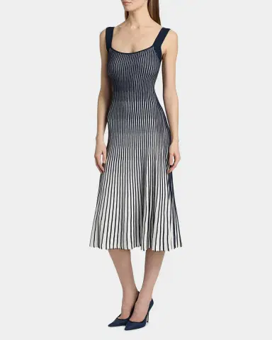 Milly Jolie Pleated Ombré Rib-Knit Midi-Dress | Thumbnail 6 Milly Jolie Pleated Ombré Rib-Knit Midi-Dress | Thumbnail 6