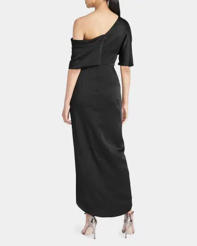 Theia Rayna Draped One-Shoulder High-Low Gown | Thumbnail 2 Theia Rayna Draped One-Shoulder High-Low Gown | Thumbnail 2