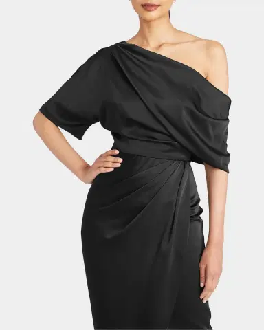 Theia Rayna Draped One-Shoulder High-Low Gown | Thumbnail 3 Theia Rayna Draped One-Shoulder High-Low Gown | Thumbnail 3