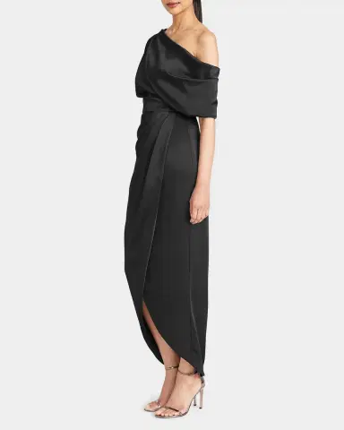 Theia Rayna Draped One-Shoulder High-Low Gown | Thumbnail 4 Theia Rayna Draped One-Shoulder High-Low Gown | Thumbnail 4