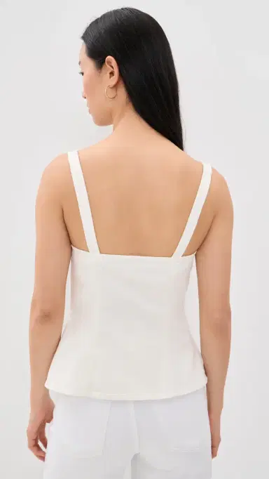 Good American Sleeveless Denim Button Front Top Cotton White | Thumbnail 3 Good American Sleeveless Denim Button Front Top Cotton White | Thumbnail 3