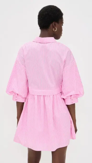 English Factory tripe Puff Sleeve Shirt Dress Pink tripes | Thumbnail 3 English Factory tripe Puff Sleeve Shirt Dress Pink tripes | Thumbnail 3