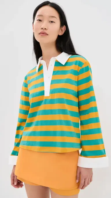 MAUDE CLUB Gabrielle Polo Ocean Yellow tripe | Thumbnail 2 MAUDE CLUB Gabrielle Polo Ocean Yellow tripe | Thumbnail 2