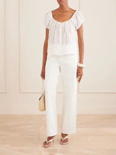 Citizens of Humanity Tatev Tie-detailed Lace-trimmed Ramie Blouse | Thumbnail 2 Citizens of Humanity Tatev Tie-detailed Lace-trimmed Ramie Blouse | Thumbnail 2