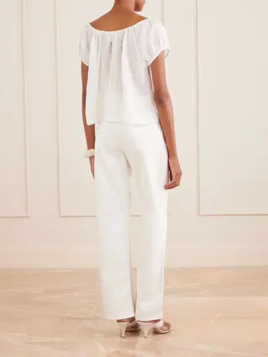 Citizens of Humanity Tatev Tie-detailed Lace-trimmed Ramie Blouse | Thumbnail 3 Citizens of Humanity Tatev Tie-detailed Lace-trimmed Ramie Blouse | Thumbnail 3