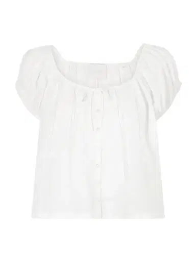 Citizens of Humanity Tatev Tie-detailed Lace-trimmed Ramie Blouse | Thumbnail 1 Citizens of Humanity Tatev Tie-detailed Lace-trimmed Ramie Blouse | Thumbnail 1