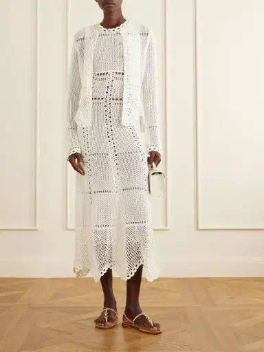 Erdem Crocheted Cotton Peplum Cardigan | Thumbnail 2 Erdem Crocheted Cotton Peplum Cardigan | Thumbnail 2