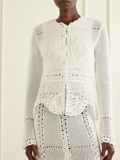 Erdem Crocheted Cotton Peplum Cardigan | Thumbnail 3 Erdem Crocheted Cotton Peplum Cardigan | Thumbnail 3