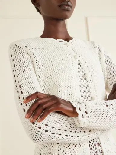 Erdem Crocheted Cotton Peplum Cardigan | Thumbnail 5 Erdem Crocheted Cotton Peplum Cardigan | Thumbnail 5