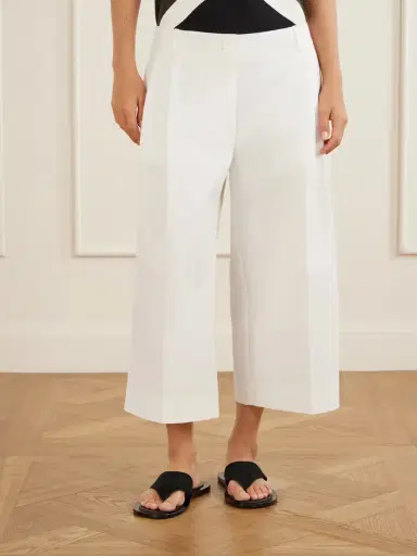 TOTEME Cropped Pleated Organic Cotton And Lyocell-blend Straight-leg Pants | Thumbnail 3 TOTEME Cropped Pleated Organic Cotton And Lyocell-blend Straight-leg Pants | Thumbnail 3
