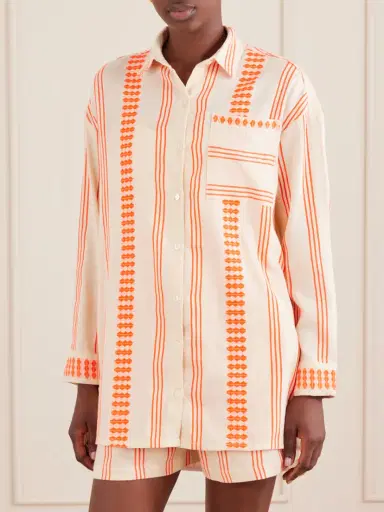 Lemlem Mariam Asymmetric Striped Cotton-blend Shirt | Thumbnail 3 Lemlem Mariam Asymmetric Striped Cotton-blend Shirt | Thumbnail 3