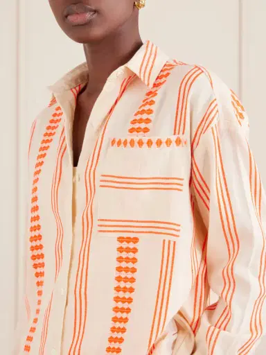 Lemlem Mariam Asymmetric Striped Cotton-blend Shirt | Thumbnail 5 Lemlem Mariam Asymmetric Striped Cotton-blend Shirt | Thumbnail 5