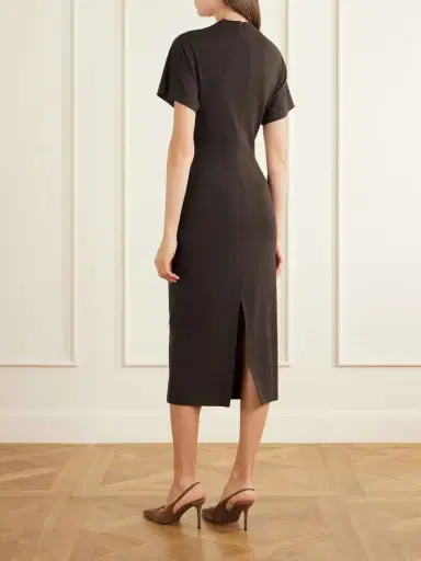 Brunello Cucinelli Wrapped Jersey Midi Dress | Thumbnail 3 Brunello Cucinelli Wrapped Jersey Midi Dress | Thumbnail 3