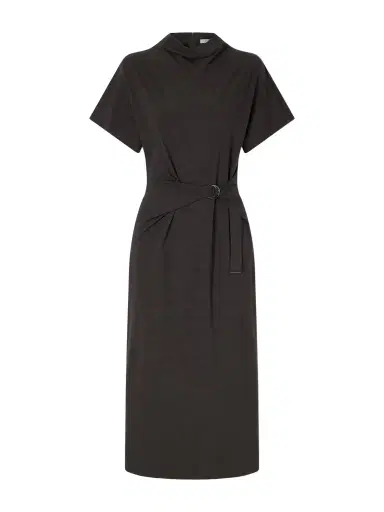 Brunello Cucinelli Wrapped Jersey Midi Dress | Thumbnail 1 Brunello Cucinelli Wrapped Jersey Midi Dress | Thumbnail 1