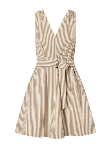 Brunello Cucinelli Belted Seersucker Cotton-blend Mini Dress | Thumbnail 1 Brunello Cucinelli Belted Seersucker Cotton-blend Mini Dress | Thumbnail 1