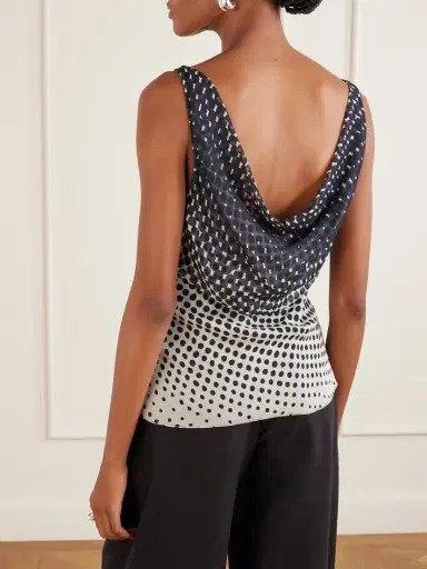Christopher John Rogers Halftone Wiggle Dot Printed Crinkled-chiffon Top | Thumbnail 3 Christopher John Rogers Halftone Wiggle Dot Printed Crinkled-chiffon Top | Thumbnail 3
