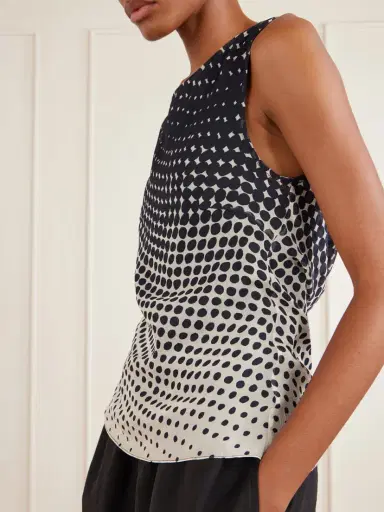 Christopher John Rogers Halftone Wiggle Dot Printed Crinkled-chiffon Top | Thumbnail 4 Christopher John Rogers Halftone Wiggle Dot Printed Crinkled-chiffon Top | Thumbnail 4