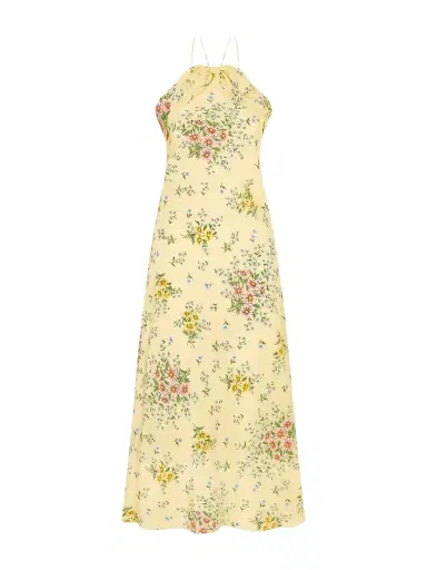 Rodarte Floral-print Bow-detailed Halterneck Silk-crepe Midi Dress | Thumbnail 1 Rodarte Floral-print Bow-detailed Halterneck Silk-crepe Midi Dress | Thumbnail 1