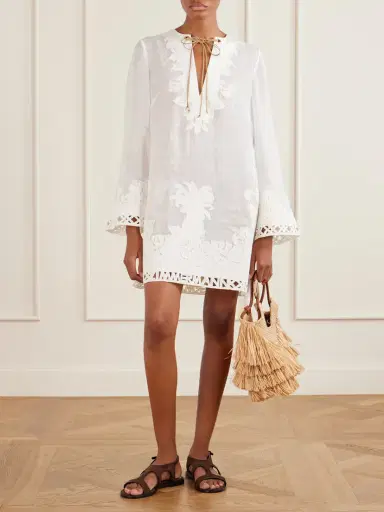 Zimmermann Goldentime Small Leather-trimmed Fringed Raffia Tote | Thumbnail 3 Zimmermann Goldentime Small Leather-trimmed Fringed Raffia Tote | Thumbnail 3
