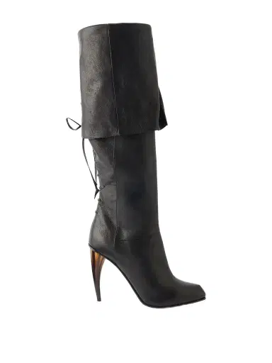 McQueen Leather Lace-up Knee-high Boots | Thumbnail 1 McQueen Leather Lace-up Knee-high Boots | Thumbnail 1