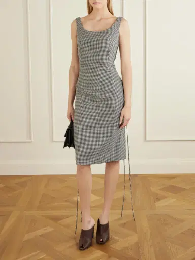 McQueen Checked Corseted Wool Midi Dress | Thumbnail 2 McQueen Checked Corseted Wool Midi Dress | Thumbnail 2