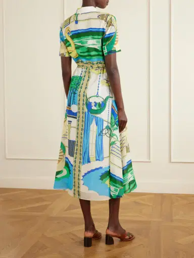 Tory Burch Belted Printed Silk And Cotton-blend Maxi Dress | Thumbnail 3 Tory Burch Belted Printed Silk And Cotton-blend Maxi Dress | Thumbnail 3