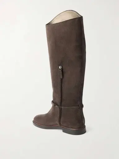 Brunello Cucinelli Embellished Suede Knee Boots | Thumbnail 3 Brunello Cucinelli Embellished Suede Knee Boots | Thumbnail 3