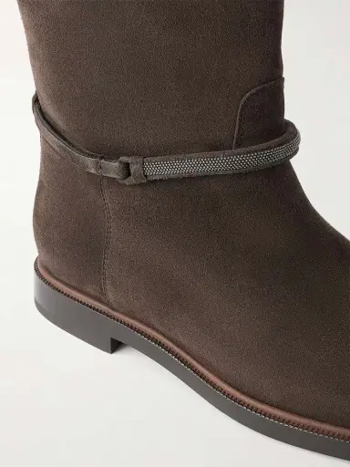 Brunello Cucinelli Embellished Suede Knee Boots | Thumbnail 5 Brunello Cucinelli Embellished Suede Knee Boots | Thumbnail 5