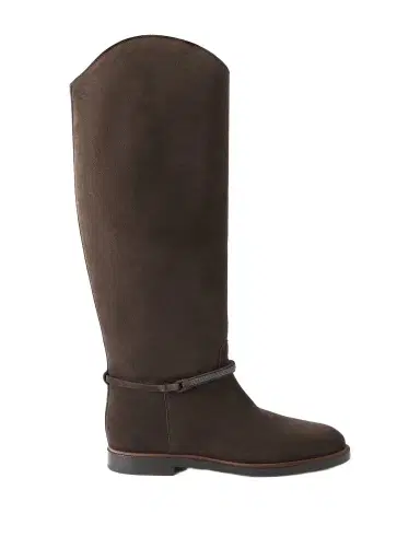 Brunello Cucinelli Embellished Suede Knee Boots | Thumbnail 1 Brunello Cucinelli Embellished Suede Knee Boots | Thumbnail 1