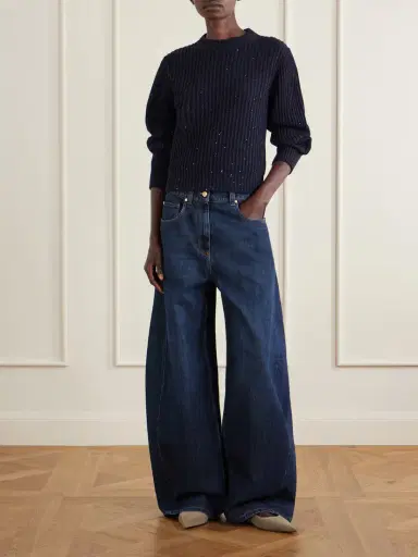 Brunello Cucinelli Sequin-trimmed Ribbed-knit Sweater | Thumbnail 2 Brunello Cucinelli Sequin-trimmed Ribbed-knit Sweater | Thumbnail 2