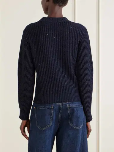 Brunello Cucinelli Sequin-trimmed Ribbed-knit Sweater | Thumbnail 4 Brunello Cucinelli Sequin-trimmed Ribbed-knit Sweater | Thumbnail 4