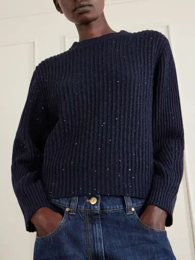 Brunello Cucinelli Sequin-trimmed Ribbed-knit Sweater | Thumbnail 5 Brunello Cucinelli Sequin-trimmed Ribbed-knit Sweater | Thumbnail 5