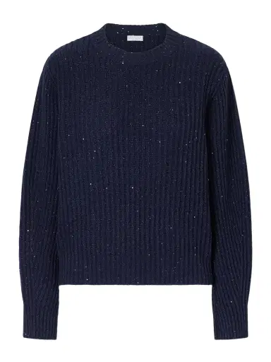 Brunello Cucinelli Sequin-trimmed Ribbed-knit Sweater | Thumbnail 1 Brunello Cucinelli Sequin-trimmed Ribbed-knit Sweater | Thumbnail 1