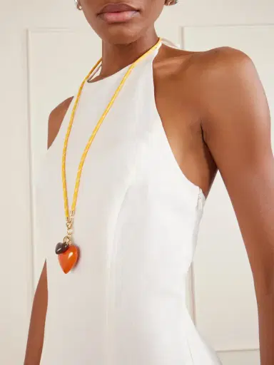 Roxanne Assoulin The Mini Puffy Heart Gold-tone, Enamel And Cord Necklace | Thumbnail 2 Roxanne Assoulin The Mini Puffy Heart Gold-tone, Enamel And Cord Necklace | Thumbnail 2