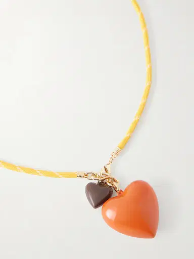 Roxanne Assoulin The Mini Puffy Heart Gold-tone, Enamel And Cord Necklace | Thumbnail 3 Roxanne Assoulin The Mini Puffy Heart Gold-tone, Enamel And Cord Necklace | Thumbnail 3