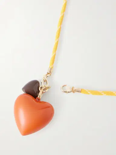 Roxanne Assoulin The Mini Puffy Heart Gold-tone, Enamel And Cord Necklace | Thumbnail 4 Roxanne Assoulin The Mini Puffy Heart Gold-tone, Enamel And Cord Necklace | Thumbnail 4